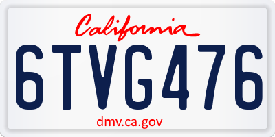 CA license plate 6TVG476