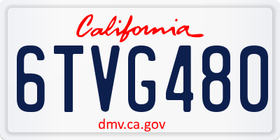 CA license plate 6TVG480