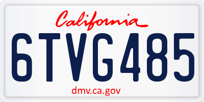 CA license plate 6TVG485
