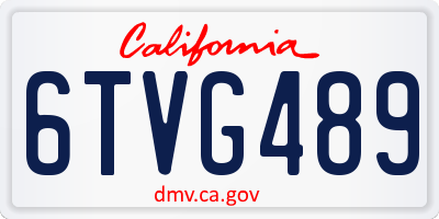 CA license plate 6TVG489