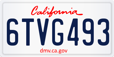 CA license plate 6TVG493