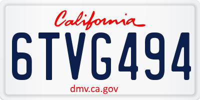 CA license plate 6TVG494