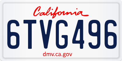 CA license plate 6TVG496