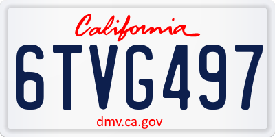 CA license plate 6TVG497