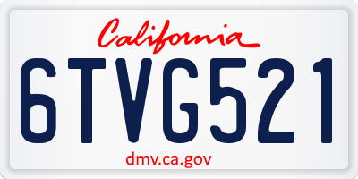 CA license plate 6TVG521