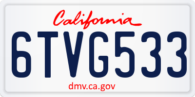 CA license plate 6TVG533