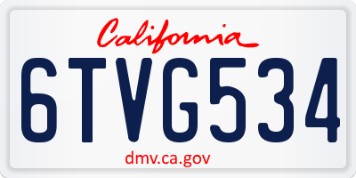 CA license plate 6TVG534