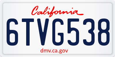 CA license plate 6TVG538