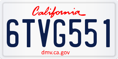 CA license plate 6TVG551