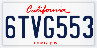 CA license plate 6TVG553