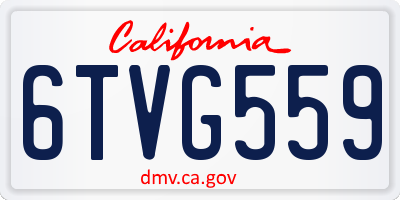 CA license plate 6TVG559