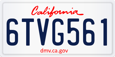 CA license plate 6TVG561
