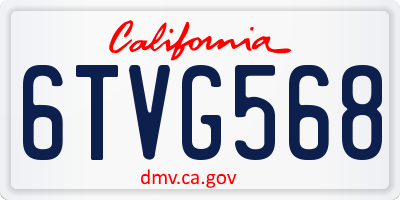 CA license plate 6TVG568