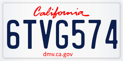 CA license plate 6TVG574