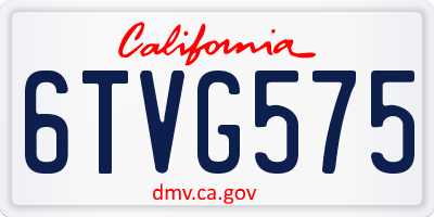 CA license plate 6TVG575