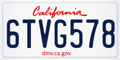 CA license plate 6TVG578