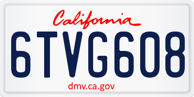 CA license plate 6TVG608