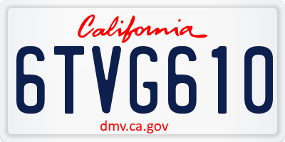 CA license plate 6TVG610