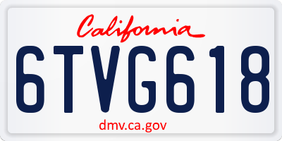 CA license plate 6TVG618