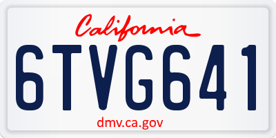 CA license plate 6TVG641