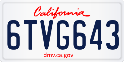 CA license plate 6TVG643