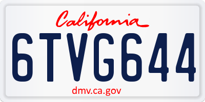 CA license plate 6TVG644