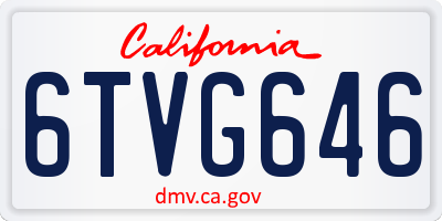 CA license plate 6TVG646