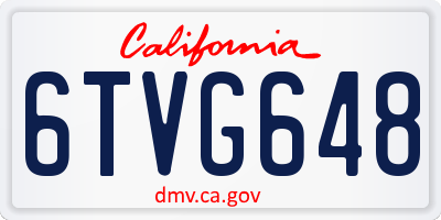 CA license plate 6TVG648