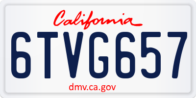 CA license plate 6TVG657