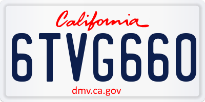 CA license plate 6TVG660