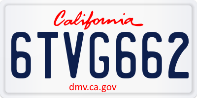 CA license plate 6TVG662