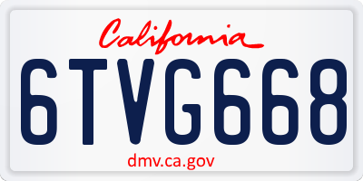 CA license plate 6TVG668