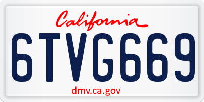 CA license plate 6TVG669