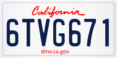 CA license plate 6TVG671
