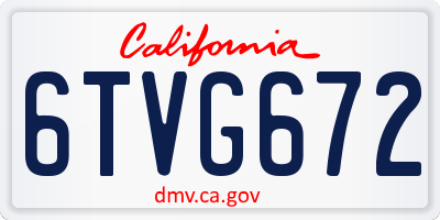 CA license plate 6TVG672