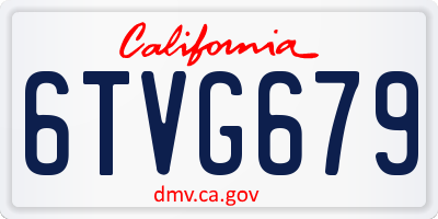 CA license plate 6TVG679