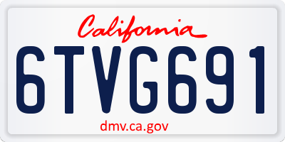 CA license plate 6TVG691