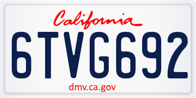 CA license plate 6TVG692