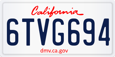 CA license plate 6TVG694