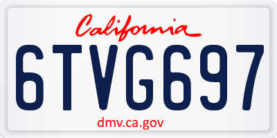 CA license plate 6TVG697