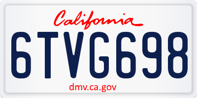 CA license plate 6TVG698