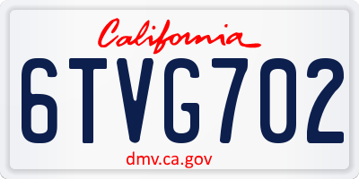 CA license plate 6TVG702