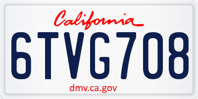 CA license plate 6TVG708