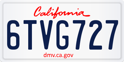 CA license plate 6TVG727