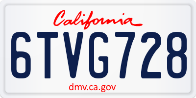CA license plate 6TVG728