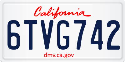 CA license plate 6TVG742