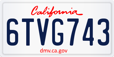 CA license plate 6TVG743