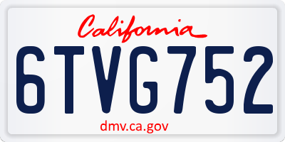 CA license plate 6TVG752