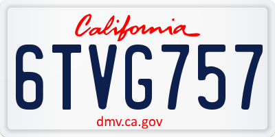 CA license plate 6TVG757