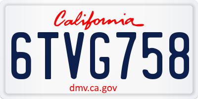 CA license plate 6TVG758